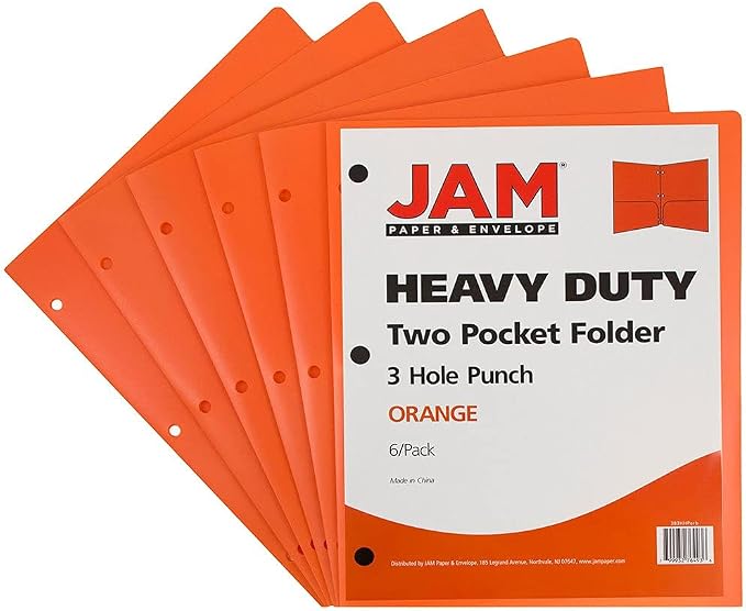 JAM PAPER Heavy Duty Plastic 3 Hole Punch Pocket Folders - Image 2