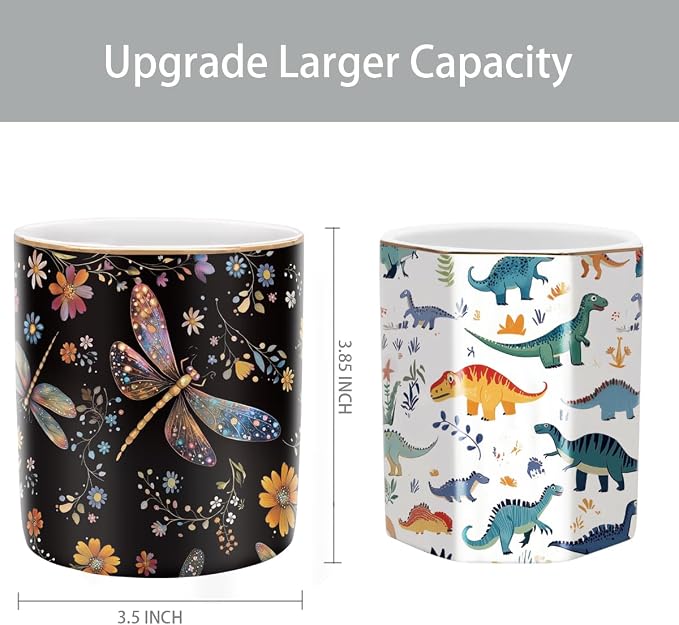 Pen Holder, Pencil Cup for Desk, Cute Makeup Brush Holder, Durable Ceramic - Image 2