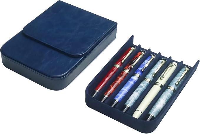 Leather 6 Fountain Pen/Pencil Tray Case, Magnetic Closure - Image 9