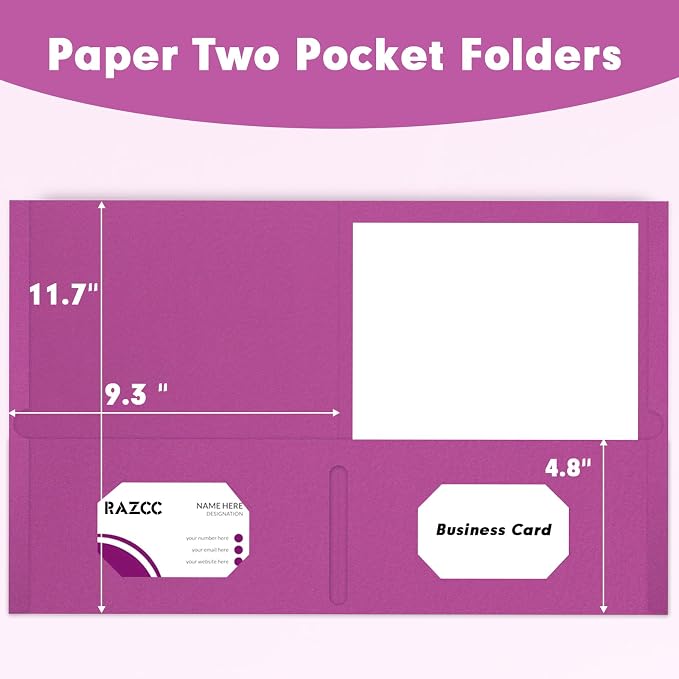 Two Pocket Folders, RAZCC 50 Pack 2 Pocket Folders Fit Letter Size Paper - Image 2
