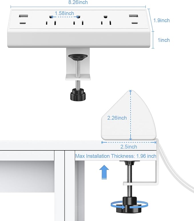 Jgstkcity Desk Clamp Power Strip, 40W Total Fast Charging Station, 2 PD 20W USB - Image 5