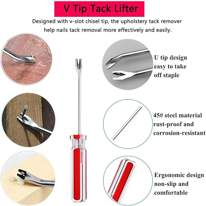 3-Piece Staple Remover Tool Set, Upholstery Tack Puller, Nail Remover - Image 8