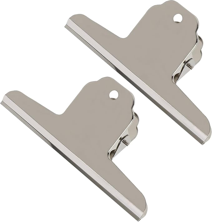 2 Pack 6.3 Inch Extra Large Stainless Steel Bulldog Binder Clips, Strong by Unknown
