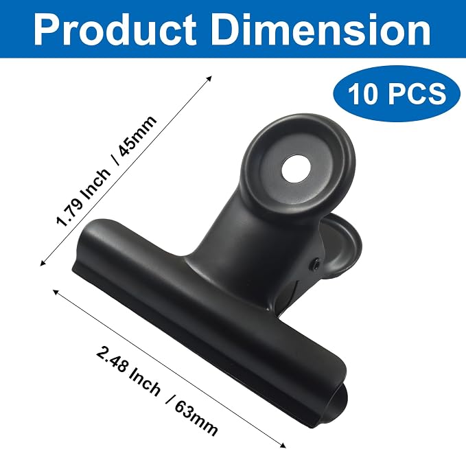 10 Pack Antique Black Bulldog Clips - 63mm Small Metal Paper Clips Clamps - Image 3