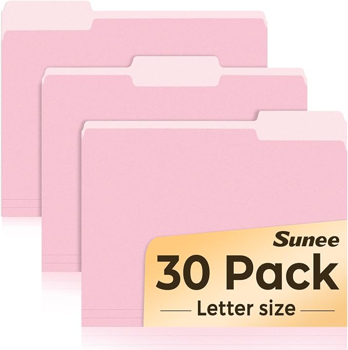 SUNEE File Folders, 30 Pack Manilla Folders 8.5 x 11, Colored File Folders Home by SUNEE