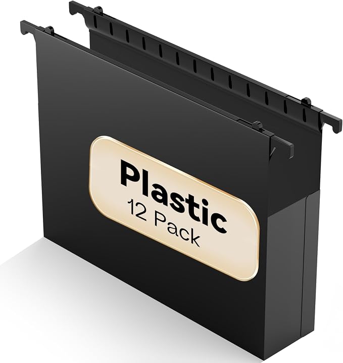 Plastic Extra Capacity Hanging File Folder Letter Size, 12 Pack Reinforced Hang by NORDUN
