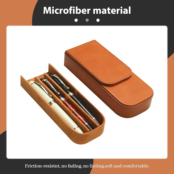 Leather Triple Pen Case Pencil Pouch Holder - Image 3