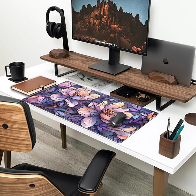 Floral Desk Mat Gaming Large Mouse Pad Desk Keyboard Pad, Long Computer Mat - Image 3