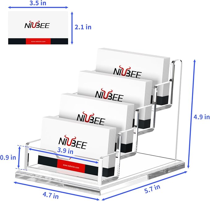 NIUBEE Clear Business Cards Holders 4 Tier Acrylic Card Holder - Image 8