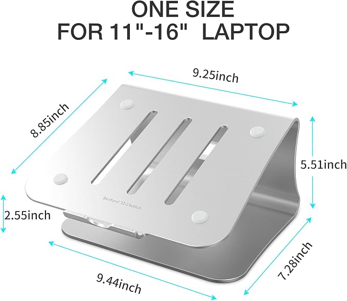 Laptop Stand, Aluminum Notebook Holder Riser Heat-Vent - Image 2