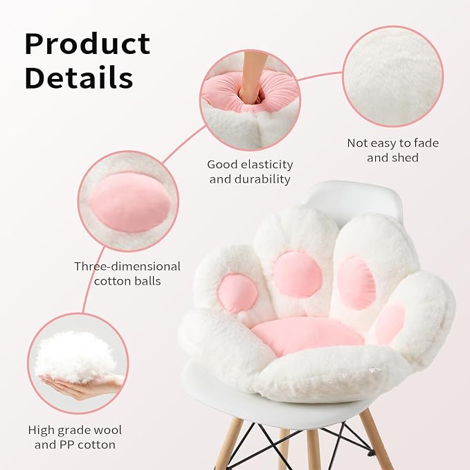 Ditucu Cat Paw Cushion Kawaii Chair Cushions 31.4 x 27.5 inch Cute Stuff Seat - Image 5