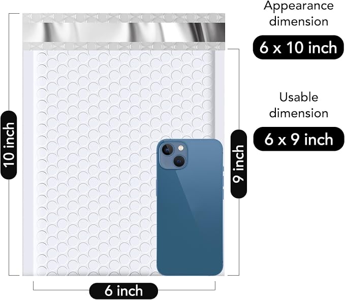 Fuxury Bubble Mailers 6x10" White Padded Envelopes 9600 Pack Bulk Strong - Image 2