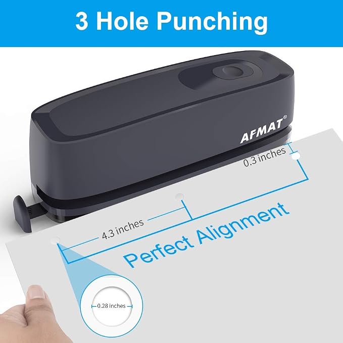 AFMAT Electric 3 Hole Punch, 20-Sheet 3 Hole Puncher - Image 3