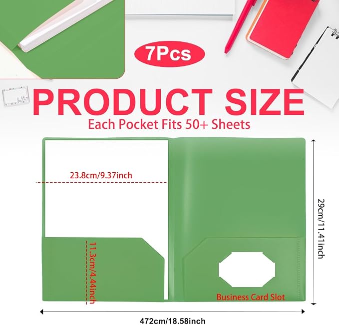 7 Pack Green Plastic Folders - Image 2