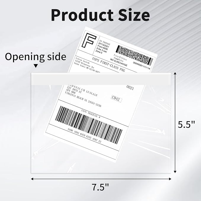 9527 Product 7.5" x 5.5" Clear Adhesive Top Loading Packing List/Shipping Label - Image 2