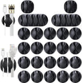 OHill Desk Cable Management Cord Organizer, 24 Pack Black Self Adhesive Cord by OHill