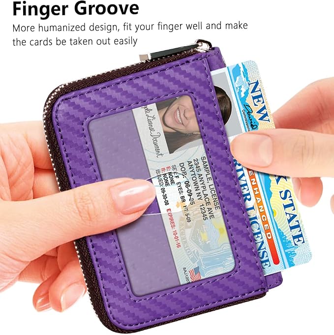 FurArt Zipper Wallet Women, RFID Blocking Credit Card Wallet, Business Card - Image 2