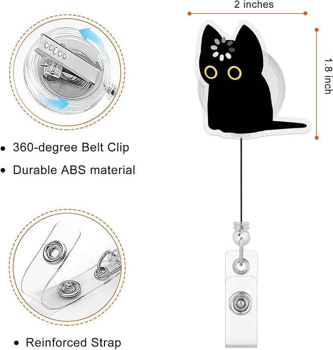 Funny Loading Cat Badge Reel, Cute Animal Badge Holder - Image 2