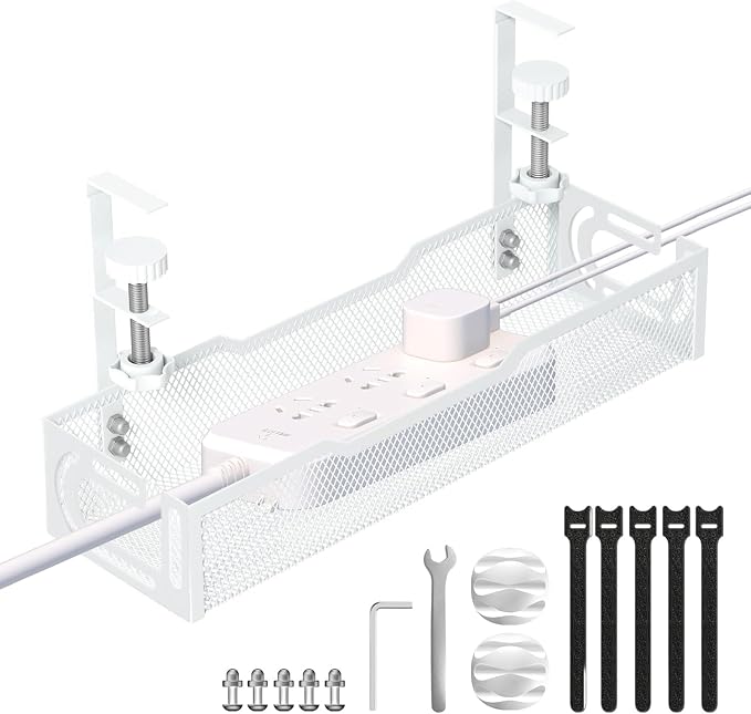 Under Desk Cable Management Tray, No Drill Mesh Desk Cable Tray, Wire by Unknown