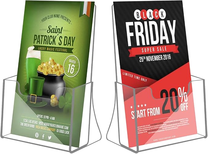 NIUBEE 2 Pack 8.5'' x 5.5'' Acrylic Bi-fold Brochure Holder - Image 6
