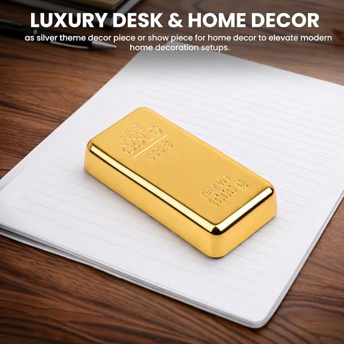 ZAHEPA Gold Bar Paperweight Pack of 1, Realistic Fake Gold Bars Desk Decor | - Image 4