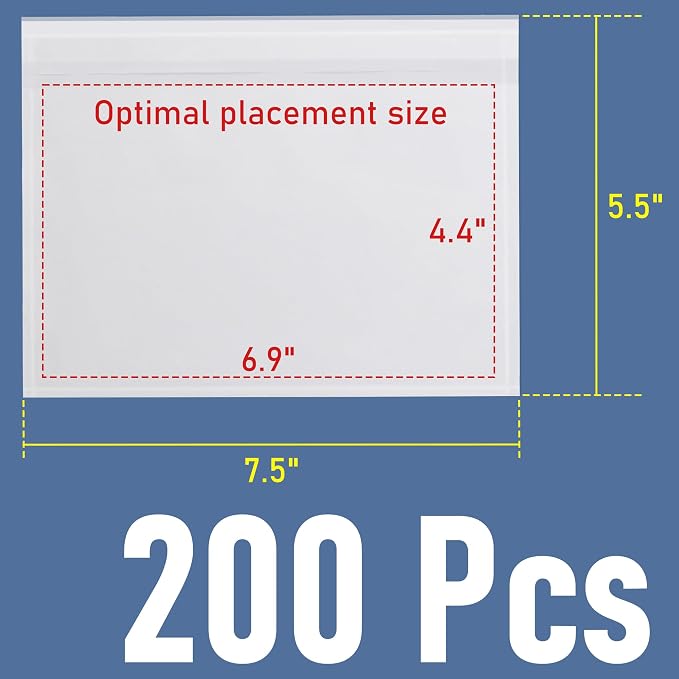 L LIKED 200 PCS 7.5'' x 5.5'' Packing List Envelopes, Adhesive Label Pouches - Image 2