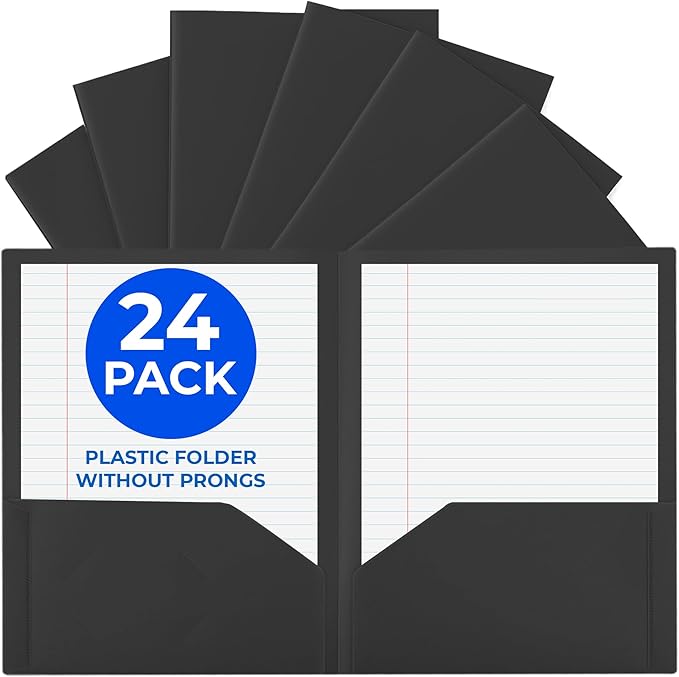 24 Pack Black Plastic Folders by EPI