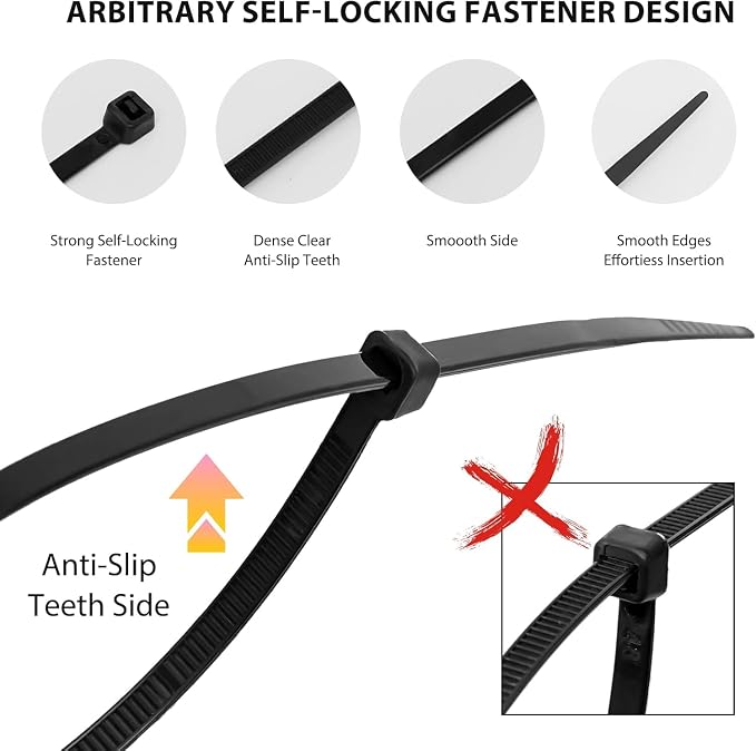 Zip Ties 4 inch, 1000 Pack Small Zip Ties, Self-Locking Nylon Cable Ties - Image 2