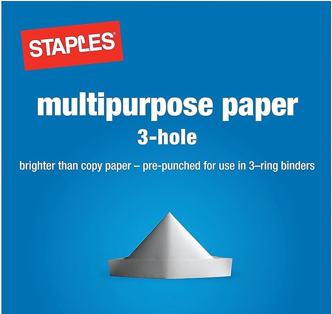 Staples Multipurpose Paper, 8 1/2 x 11, 3-Hole Punched, - Image 3