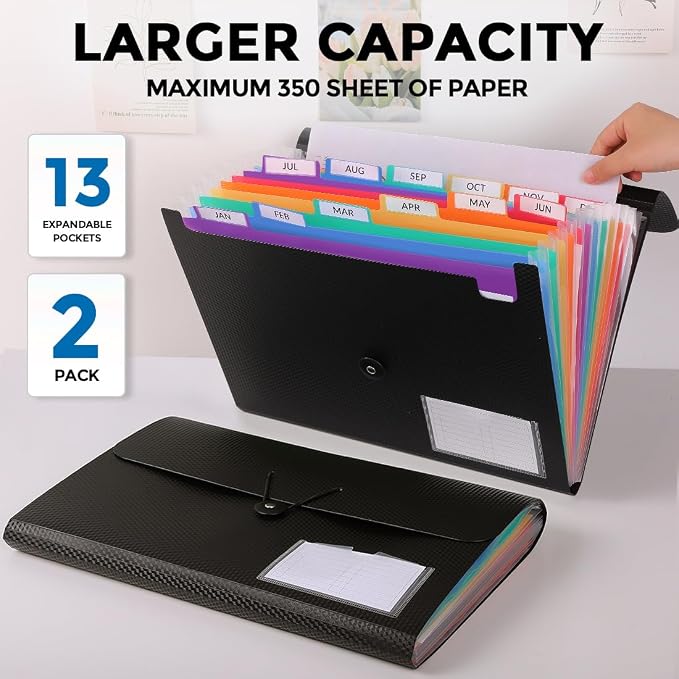 SKYDUE 2Pack Expanding File Folder, Accordion File Organizer - Image 2