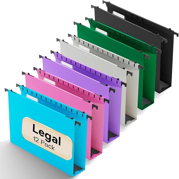 Extra Capacity Legal Size Plastic Hanging File Folders, Heavy Duty 2 Inch by NORDUN