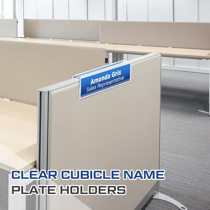 Cinnvoice 20 Pcs 2.25 Inch Cubicle Name Plate Holders Bulk Clear Double Sided - Image 2