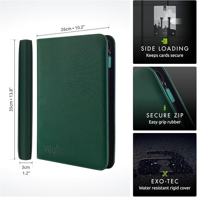 Vault X 9 Pocket Zip Binder, 360 Cards, Exo-Tec Material, 20 Side-Loading Pages - Image 2