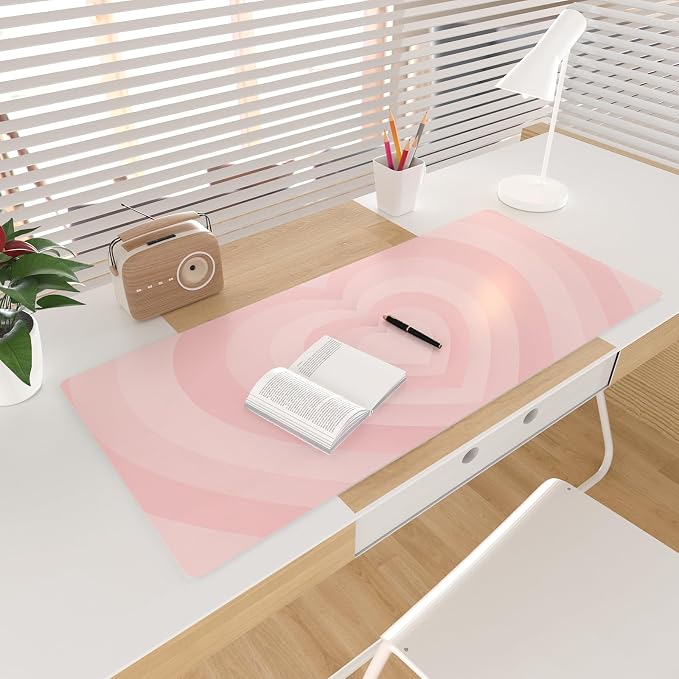 Colorful Star Large Mouse Pad Pink, Girly Desk Mat Aesthetic PU Leather Laptop - Image 3