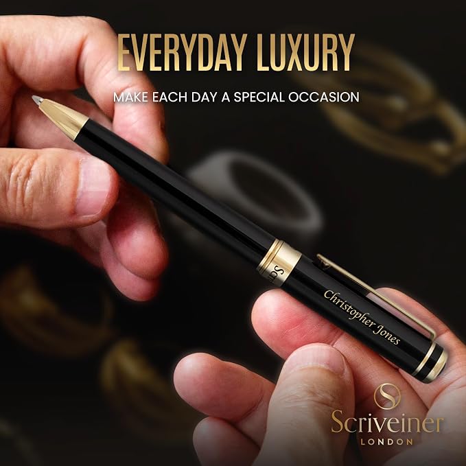 Scriveiner Personalized Black Ballpoint Pen - Image 6