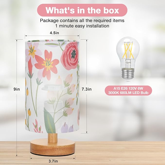 Fenmzee Floral Table Lamp for Bedroom - Image 3