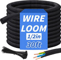 30FT Split Braided Sleeve Cable Management, 1/2 Inch Wire Loom Tubing Cord by Oleitodh