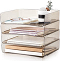 Harloon 4 Tier Clear Gray Acrylic Paper Organizer Letter Tray, Aesthetic by Muasung