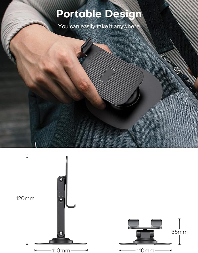 OMOTON Cell Phone Stand for Desk, 2 Pack Adjustable Foldable Phone Holder - Image 5