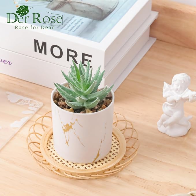 Der Rose Set of 2 Succulents Plants Artificial Mini Fake Succulents Plants - Image 3