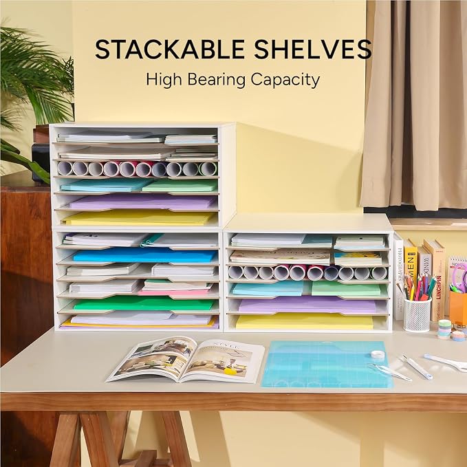 Yumkfoi 12x18 Construction Paper Organizer, Larger Size Wooden Literature - Image 5
