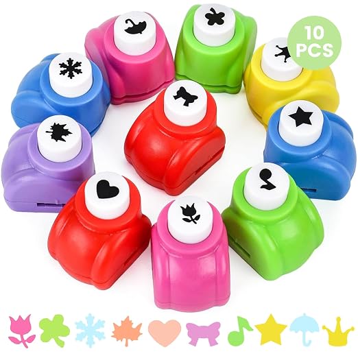 LOVEINUSA 10 Pack Multicolored Shape Paper Hole Punch Craft Set by LoveInUsa