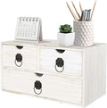 Wood Desk Organizer with Drawer, Tabletop Storage Organization Box by SEEKELEGANT