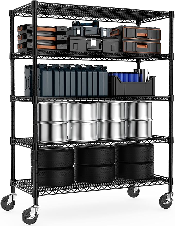 M MZG 53" W Garage Shelving 5 Tier Industrial 2200LBS Metal Shelving Units by MEIGAOPLASTICANDMETALHKCOLIMITED