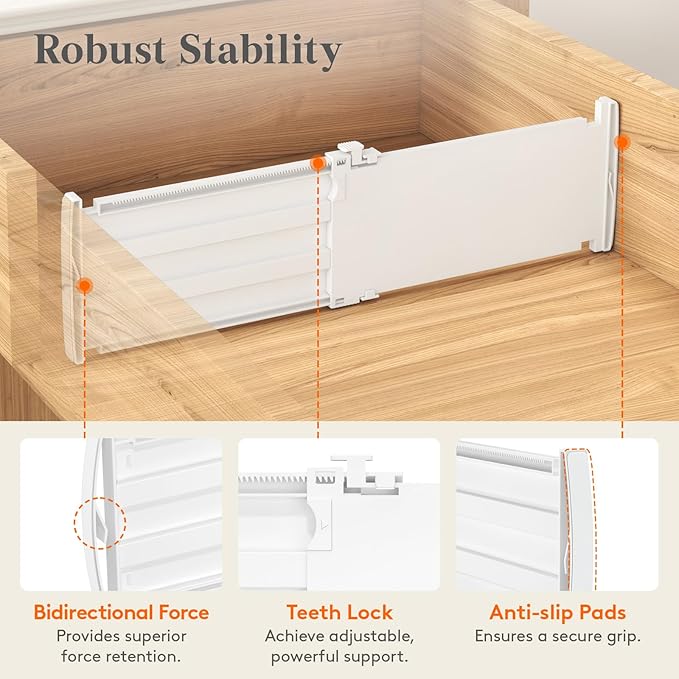 Lifewit 5" High 5 Pack Drawer Dividers, 11.5"-18.5" Adjustable Deep Drawer - Image 5