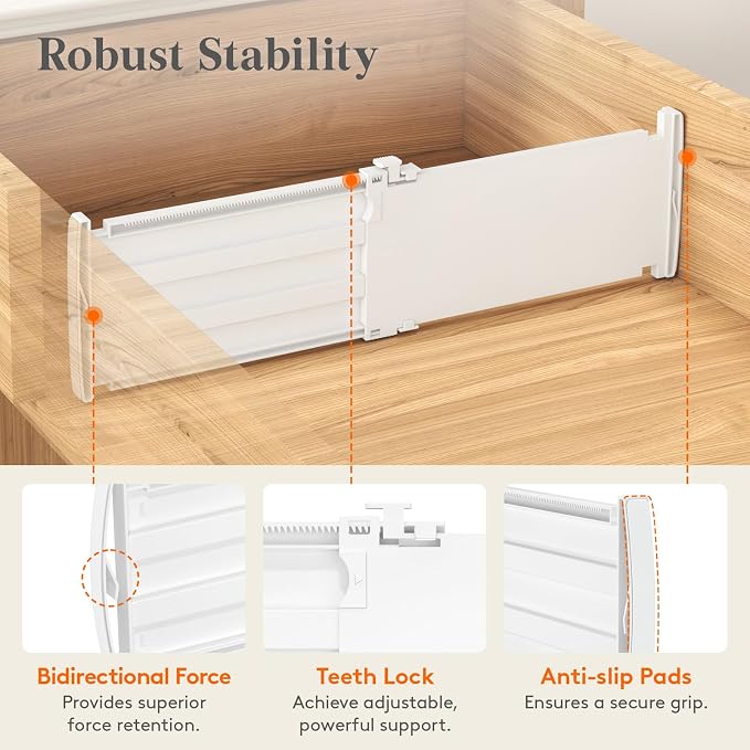 Lifewit 5" High 9 Pack Drawer Dividers, 11.5"-18.5" Adjustable Deep Drawer - Image 5