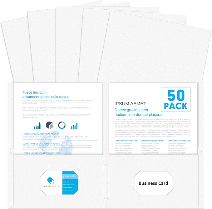 Two Pocket Folders, PANDRI 50 Pack 2 Pocket Folders, Letter Size Paper File by PANDRI
