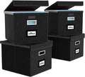 New Portable File Organizer Boxes Set of 4, Collapsible Linen Hanging Filing by Huolewa