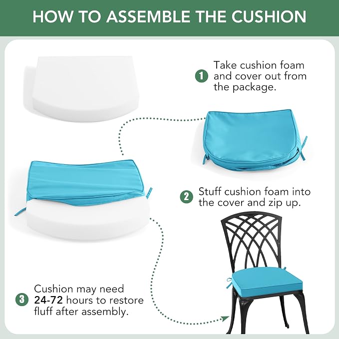 Outdoor Chair Cushions Set of 2: Waterproof & Fade Resistant Patio Furniture - Image 8