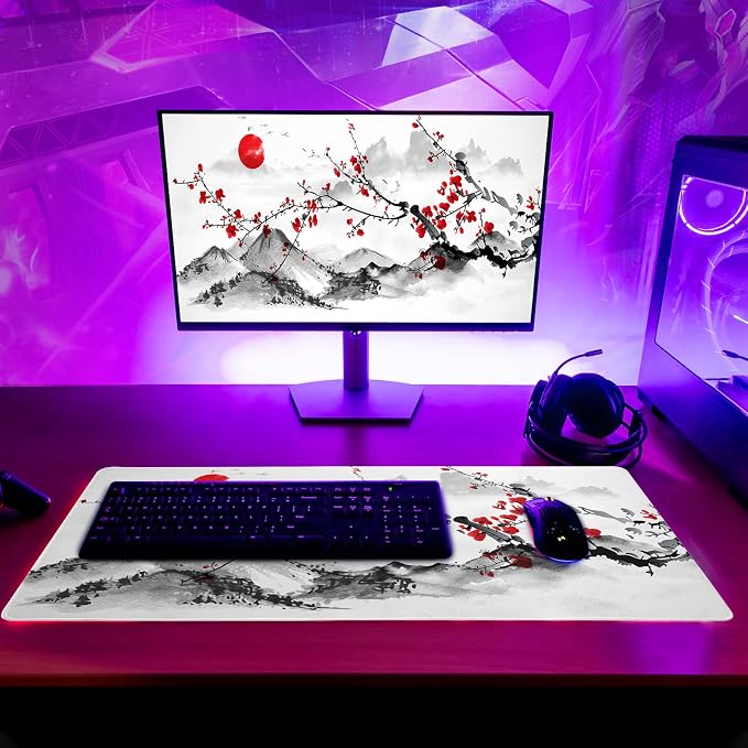 Japanese Cherry Blossom Gaming Mouse Pad 27.6x11.8 Inch Pink Full Desk Sakura - Image 3